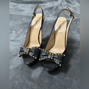 Valentino - black / gold studded detail heels - good condition- size 8